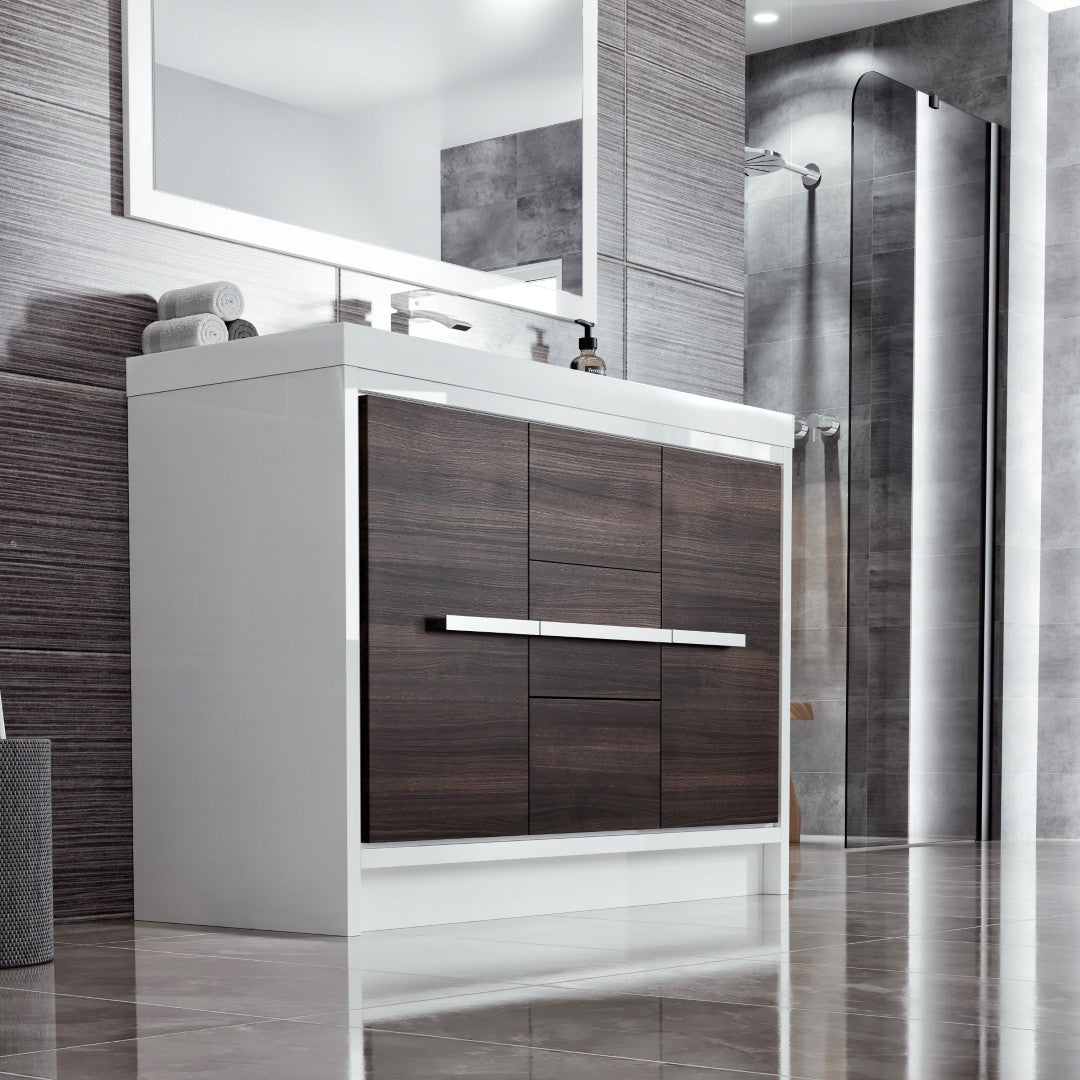 Grace 48 in. Gray Oak Single Sink Bath Vanity with Acrylic Top and Integrated Sink