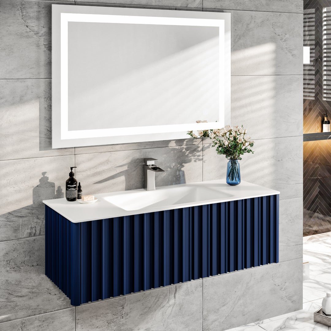 Dolce Vita 48 in. Blue Wall Mount Single Sink Bath Vanity with Solid Surface Top and Integrated Sink - Bathroom Vanity by Eviva