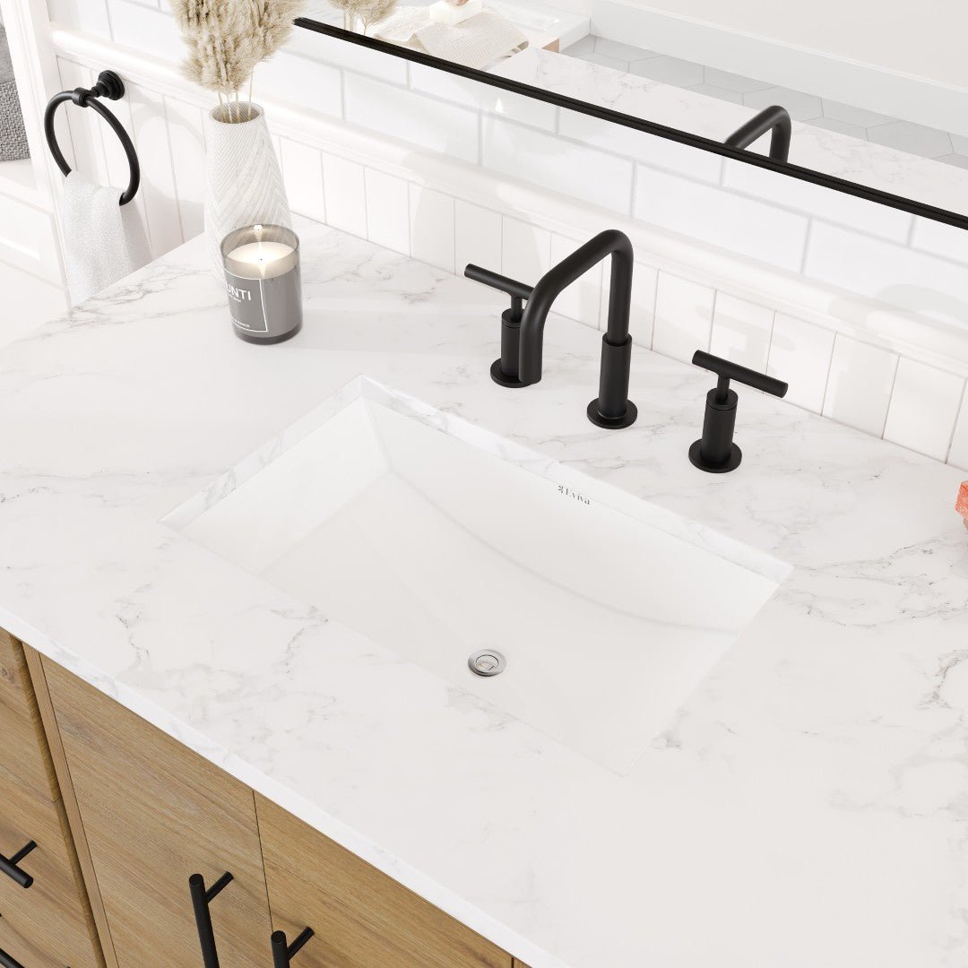 Graham 42 in. Oak Single Sink Bath Vanity with Arabescato Engineered Stone Top and Undermount Porcelain Sink - Bathroom Vanity by Eviva