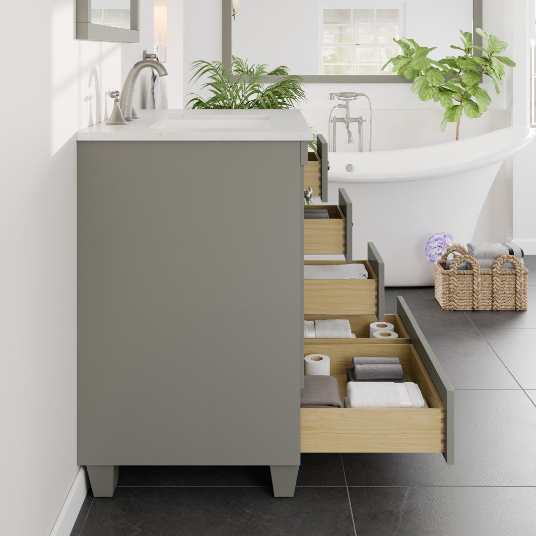 Acclaim 30 in. Gray Single Sink Bath Vanity with Carrara Quartz Top and Undermount Porcelain Sink - Bathroom Vanity by Eviva
