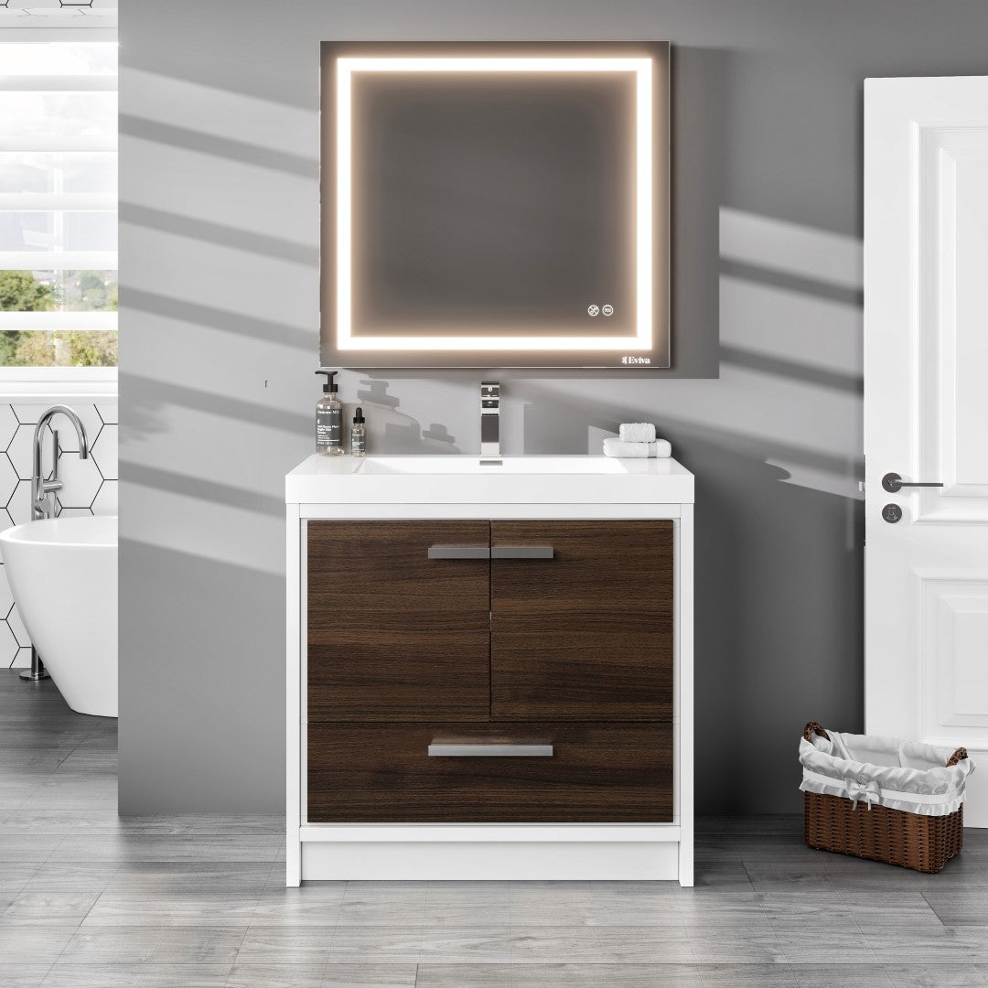 Grace 36 in. Gray Oak Single Sink Bath Vanity with Acrylic Top and Integrated Sink