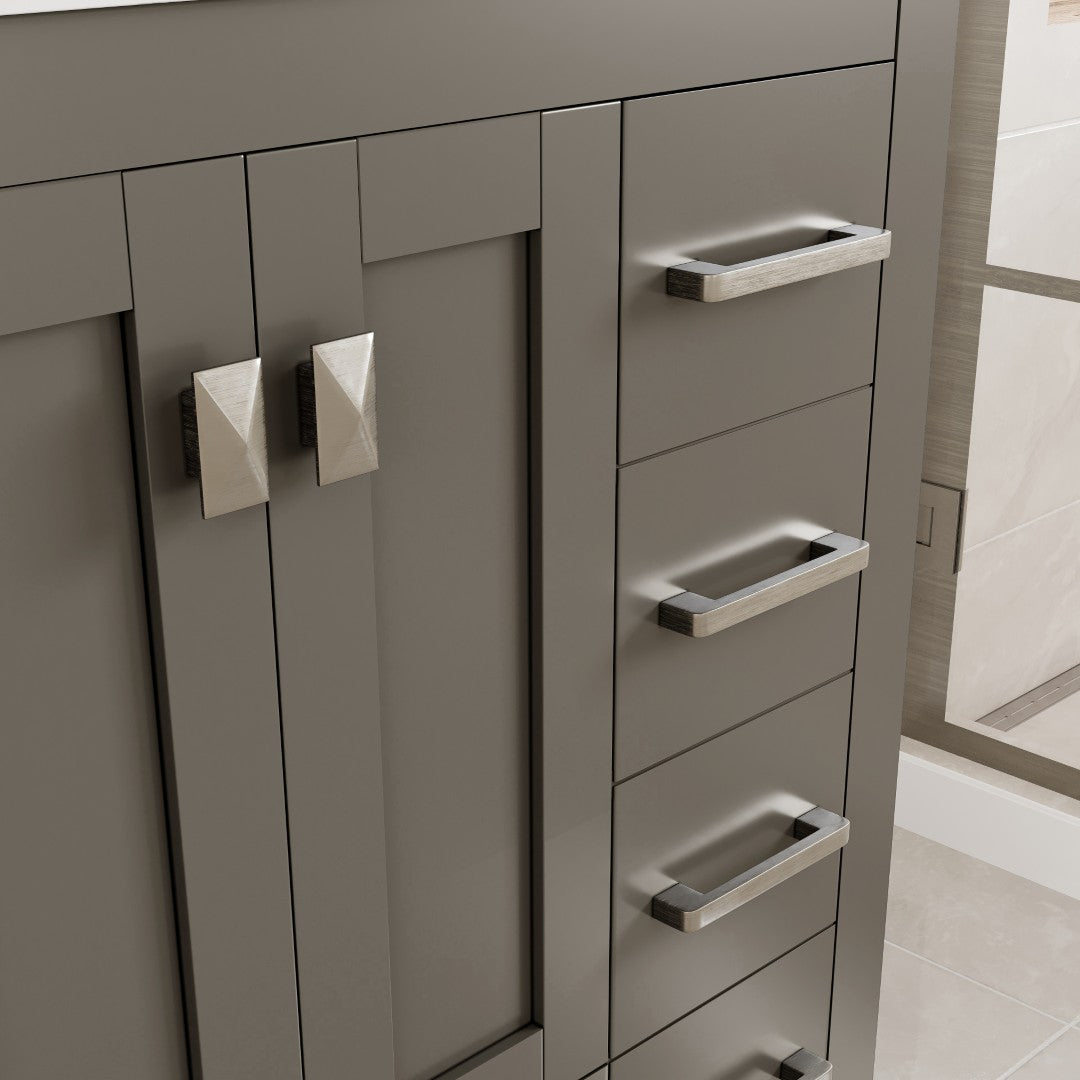 Hampton 36 in. Dark Gray Single Sink Bath Vanity with Carrara Quartz Top and Undermount Porcelain Sink