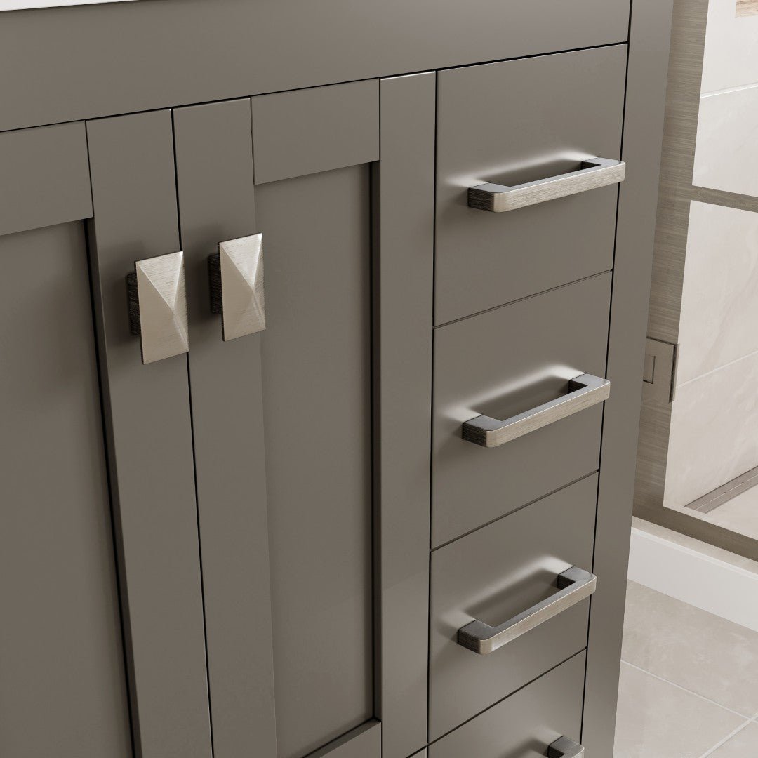 Hampton 36" x 18" Dark Gray Single Sink Bath Vanity with Carrara Quartz Top and Undermount Porcelain Sink - Bathroom Vanity by Eviva