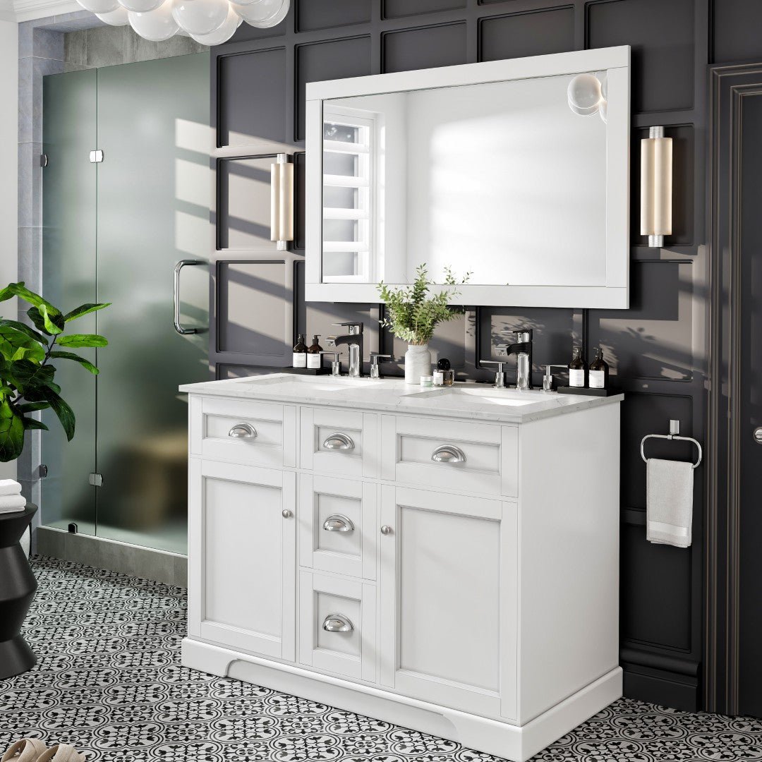Eviva Aberdeen 48" x 30" Rectangular White Wooden Framed Mirror - Mirror by Eviva