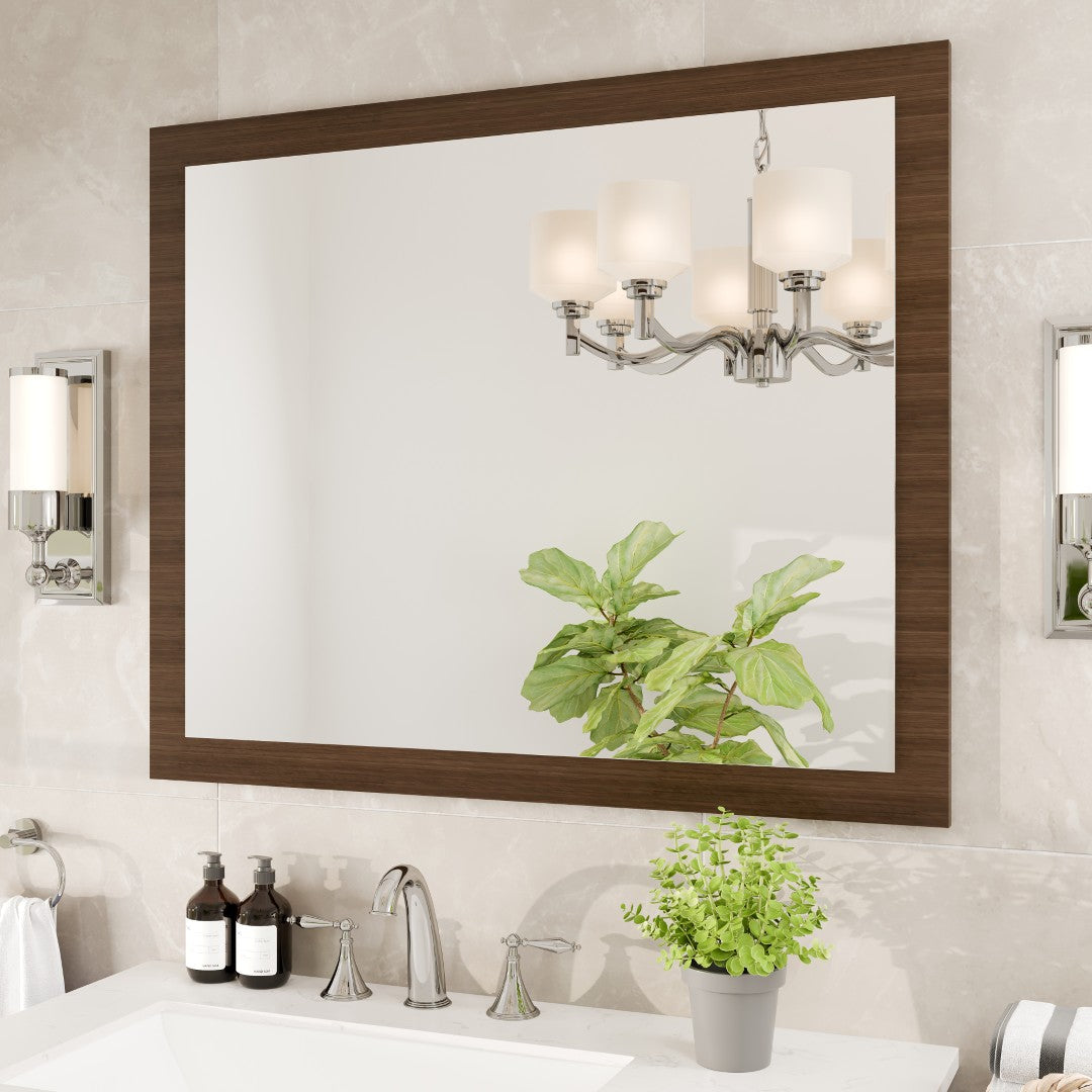 Eviva Sun 30" x 36" Rectangular Gray Oak Wooden Framed Mirror