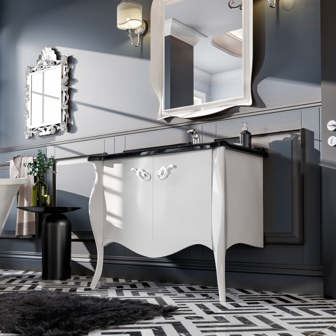 Ritz 34 in. White Single Sink Bath Vanity with Granite Top and Undermount Porcelain Sink
