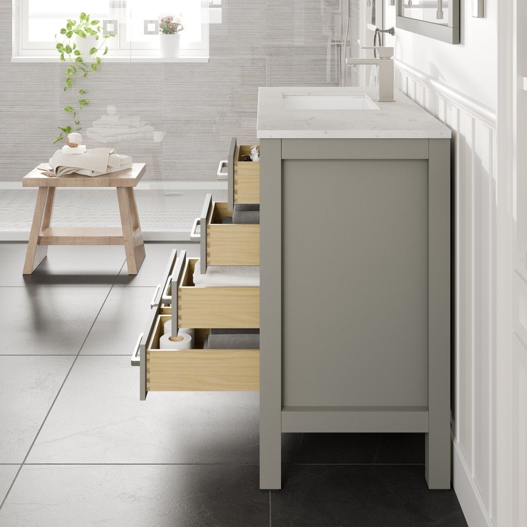 London 36 in. Gray Single Sink Bath Vanity with Carrara Quartz Top and Undermount Porcelain Sink - Bathroom Vanity by Eviva