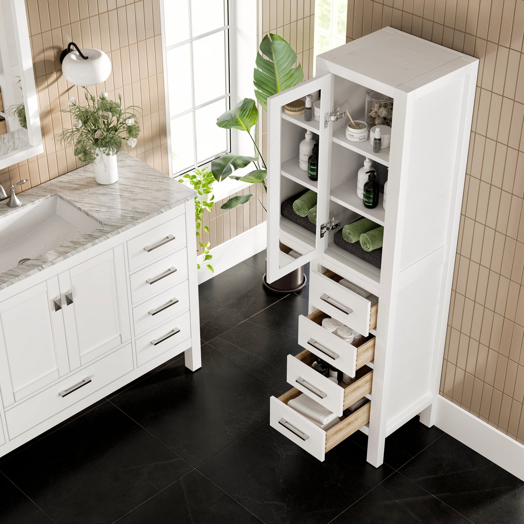 Eviva Aberdeen 18 in. W x 20 in. D White Freestanding Linen Cabinet - Bathroom Cabinet by Eviva
