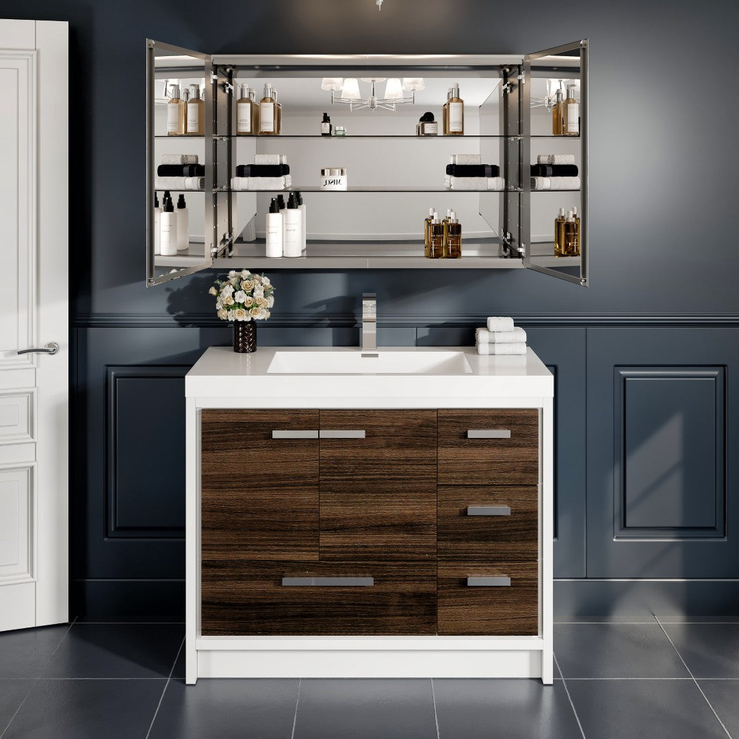 Eviva Lazy 40 inch Mirror Medicine Cabinet with No Light