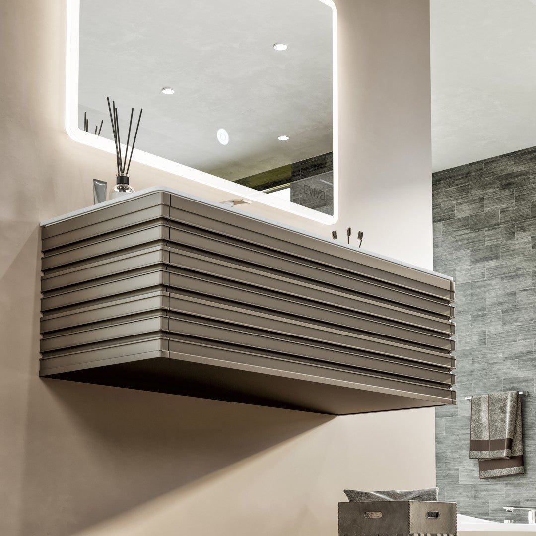 Dream 40 in. Smog Gray Wall Mount Single Sink Bath Vanity with Solid Surface Top and Integrated Sink - Bathroom Vanity by Eviva