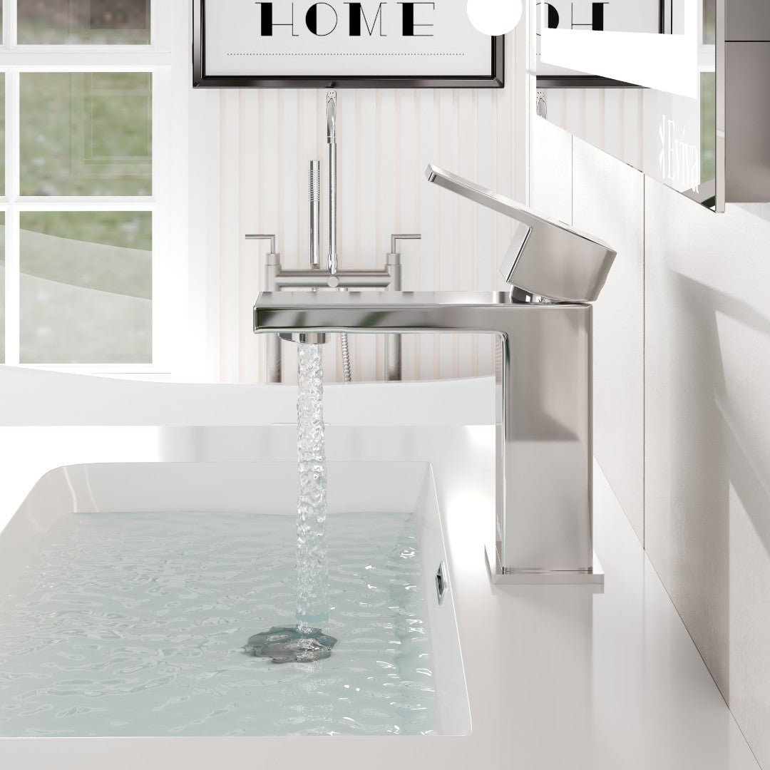 Eviva Ella Single - Handle Waterfall Single - Hole Bathroom Faucet with Deckplate Included in Chrome - Bathroom Faucet by Eviva