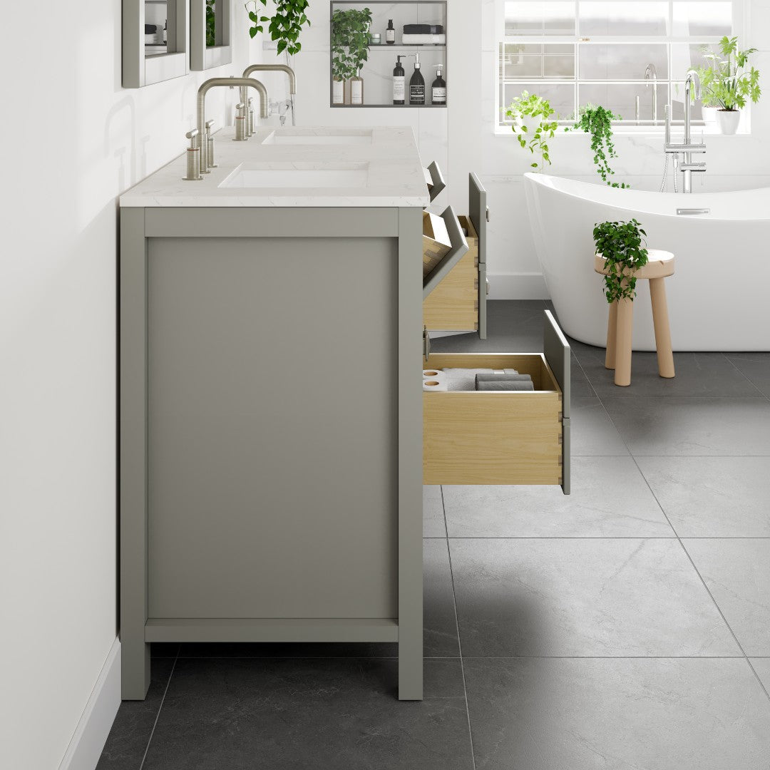 Artemis 60 in. Gray Double Sink Bath Vanity with Engineered Top and Undermount Porcelain Sinks