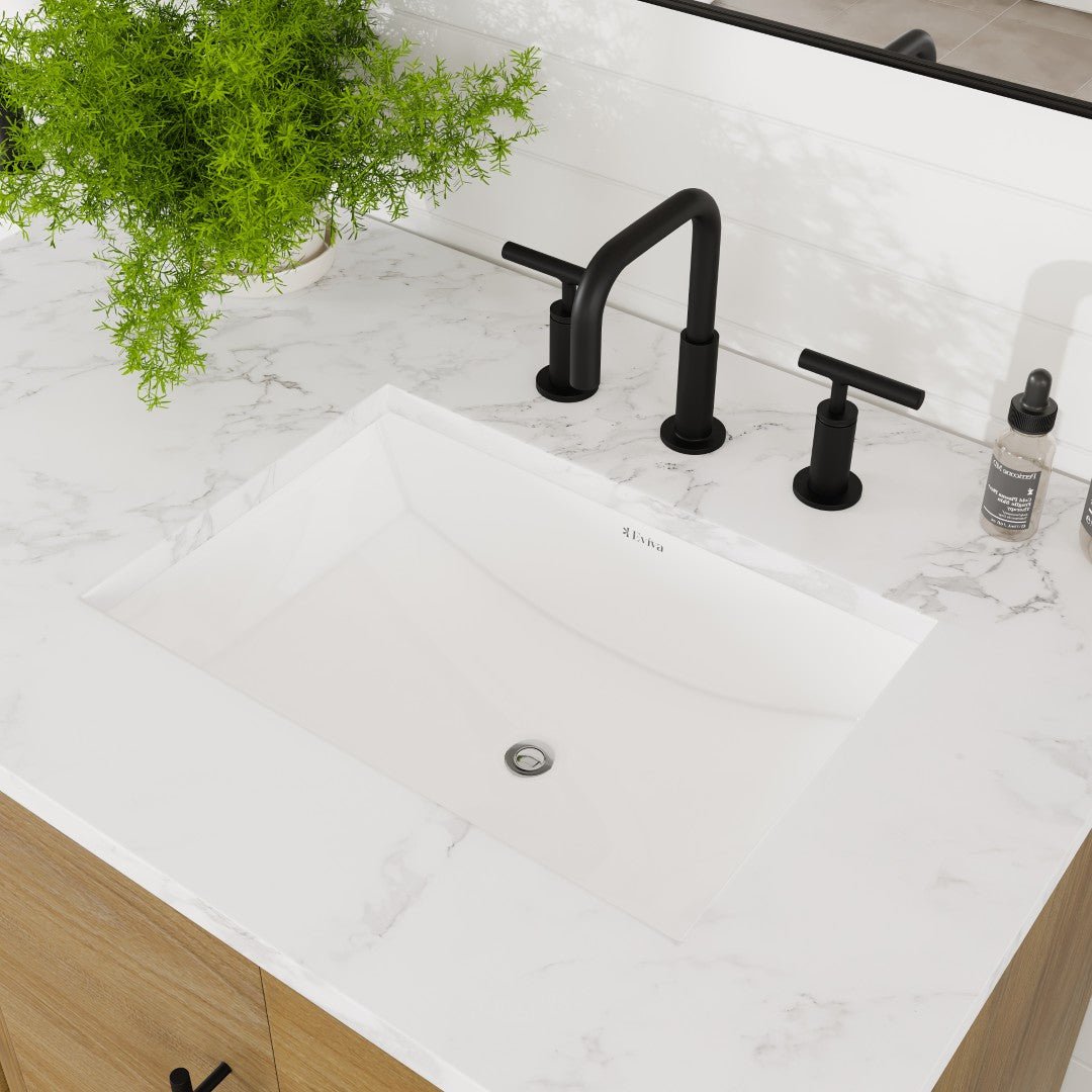 Graham 60 in. Oak Double Sink Bath Vanity with Arabescato Engineered Stone Top and Undermount Porcelain Sinks - Bathroom Vanity by Eviva
