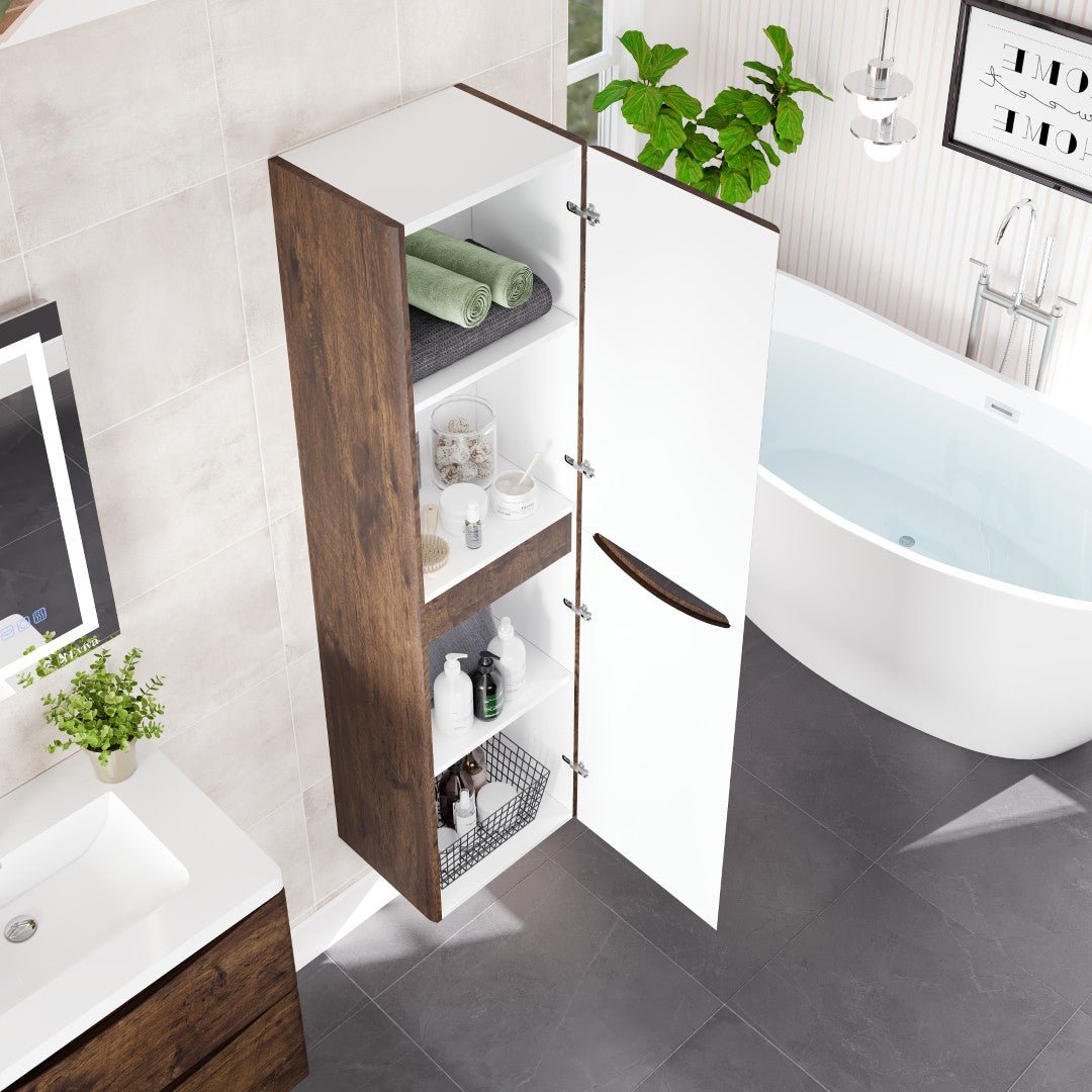 Eviva Smile 16 in. W x 15 in. D Rosewood Wall - Mounted Linen Cabinet - Bathroom Cabinet by Eviva