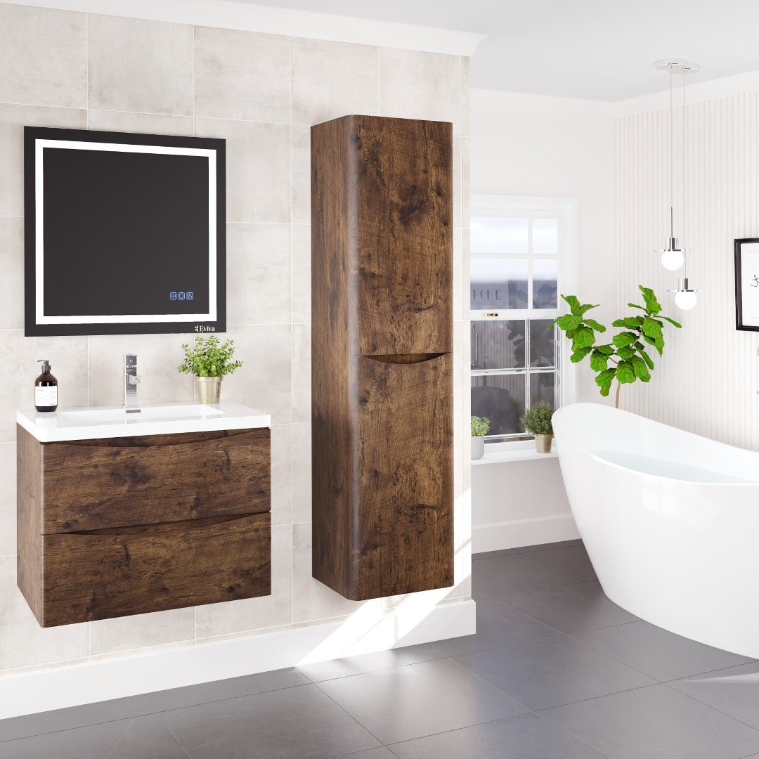 Eviva Smile 16 in. W x 15 in. D Rosewood Wall - Mounted Linen Cabinet - Bathroom Cabinet by Eviva