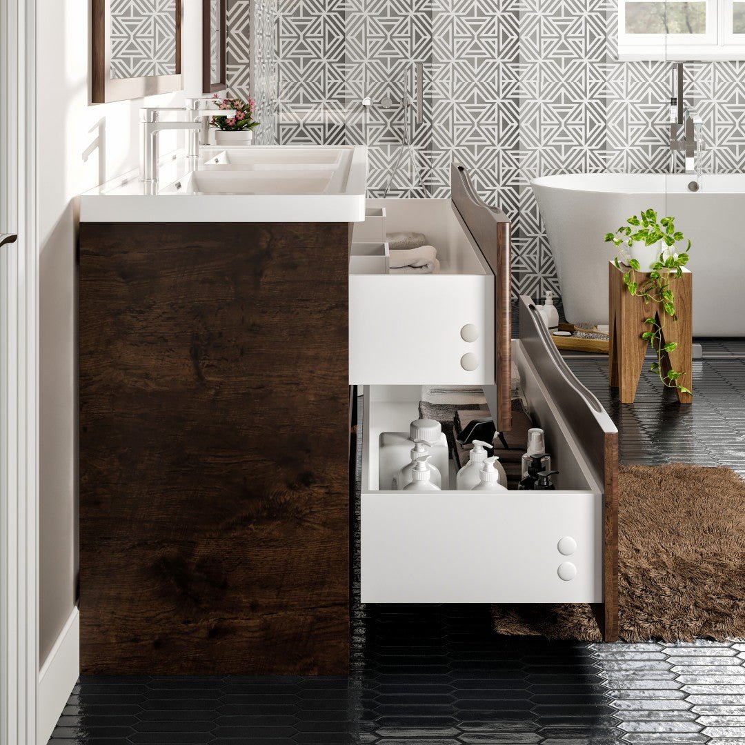 Smile 48 in. Rosewood Double Sink Freestanding Bath Vanity with Acrylic Top and Integrated Sinks - Bathroom Vanity by Eviva