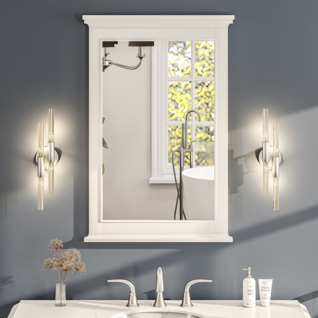 Eviva Elite Stamford 24" x 30" Rectangular White Wooden Framed Mirror - Mirror by Eviva