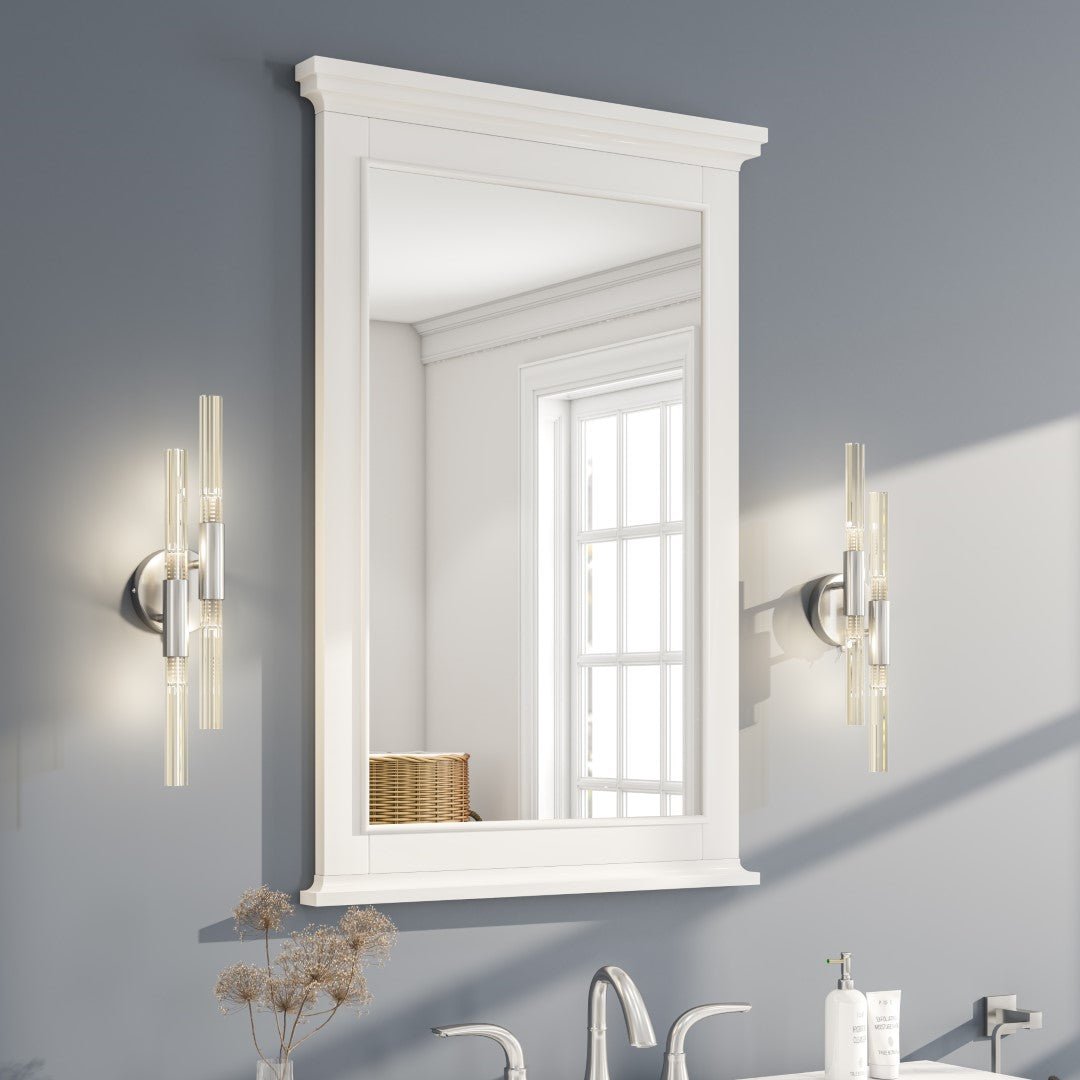 Eviva Elite Stamford 24" x 30" Rectangular White Wooden Framed Mirror - Mirror by Eviva