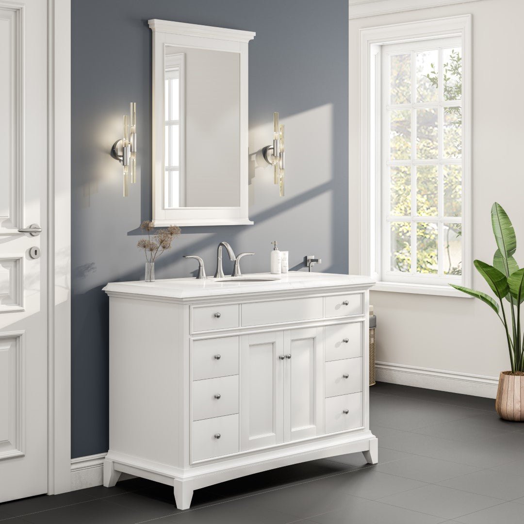 Eviva Elite Stamford 24" x 30" Rectangular White Wooden Framed Mirror - Mirror by Eviva