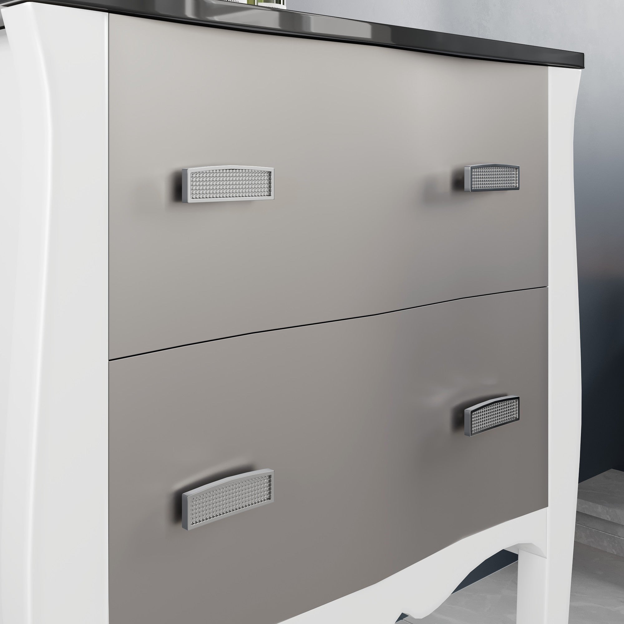 Aranjuez 24 in. White & Silver Single Sink Bath Vanity with Tempered Glass Top and Integrated Sink