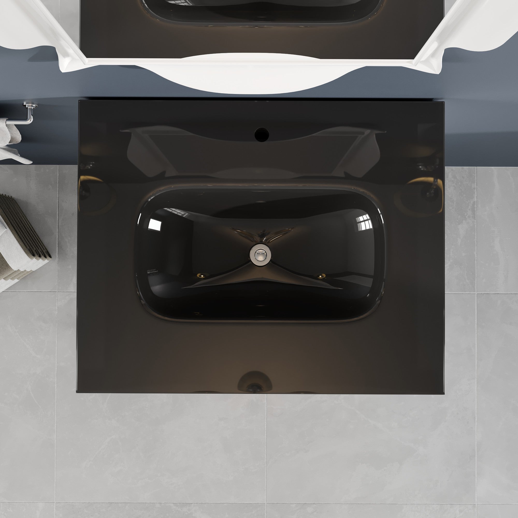 Aranjuez 24 in. White & Silver Single Sink Bath Vanity with Tempered Glass Top and Integrated Sink