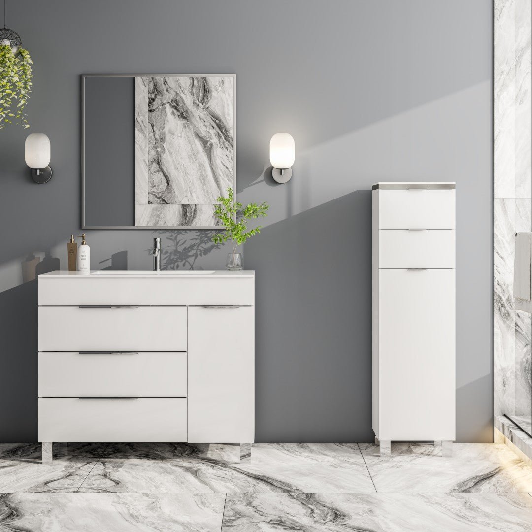 Eviva Geminis 14 in. W x 13 in. D White Oak Wall - Mounted Linen Cabinet - by Eviva