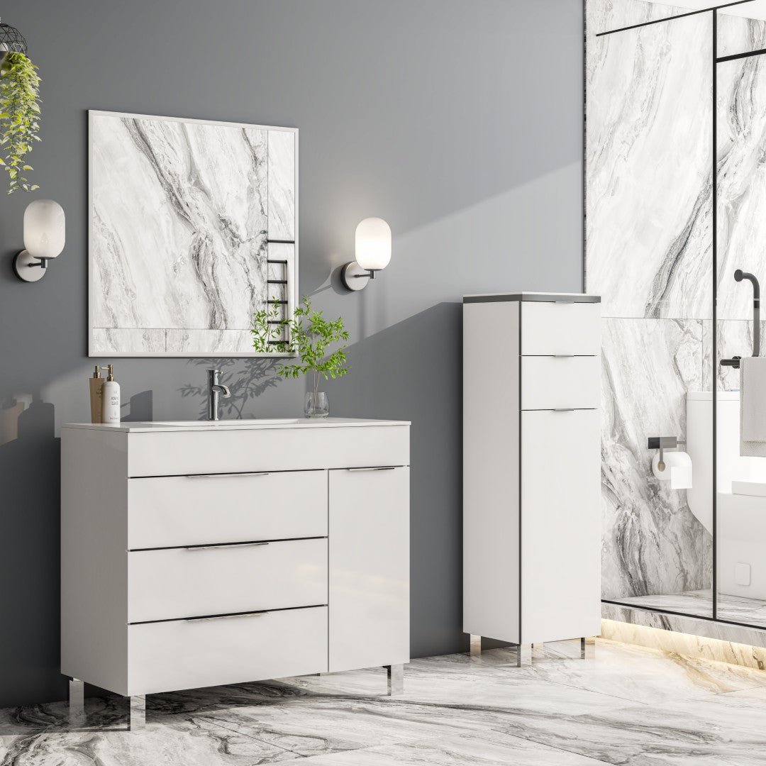 Eviva Geminis 14 in. W x 13 in. D White Oak Wall - Mounted Linen Cabinet - by Eviva