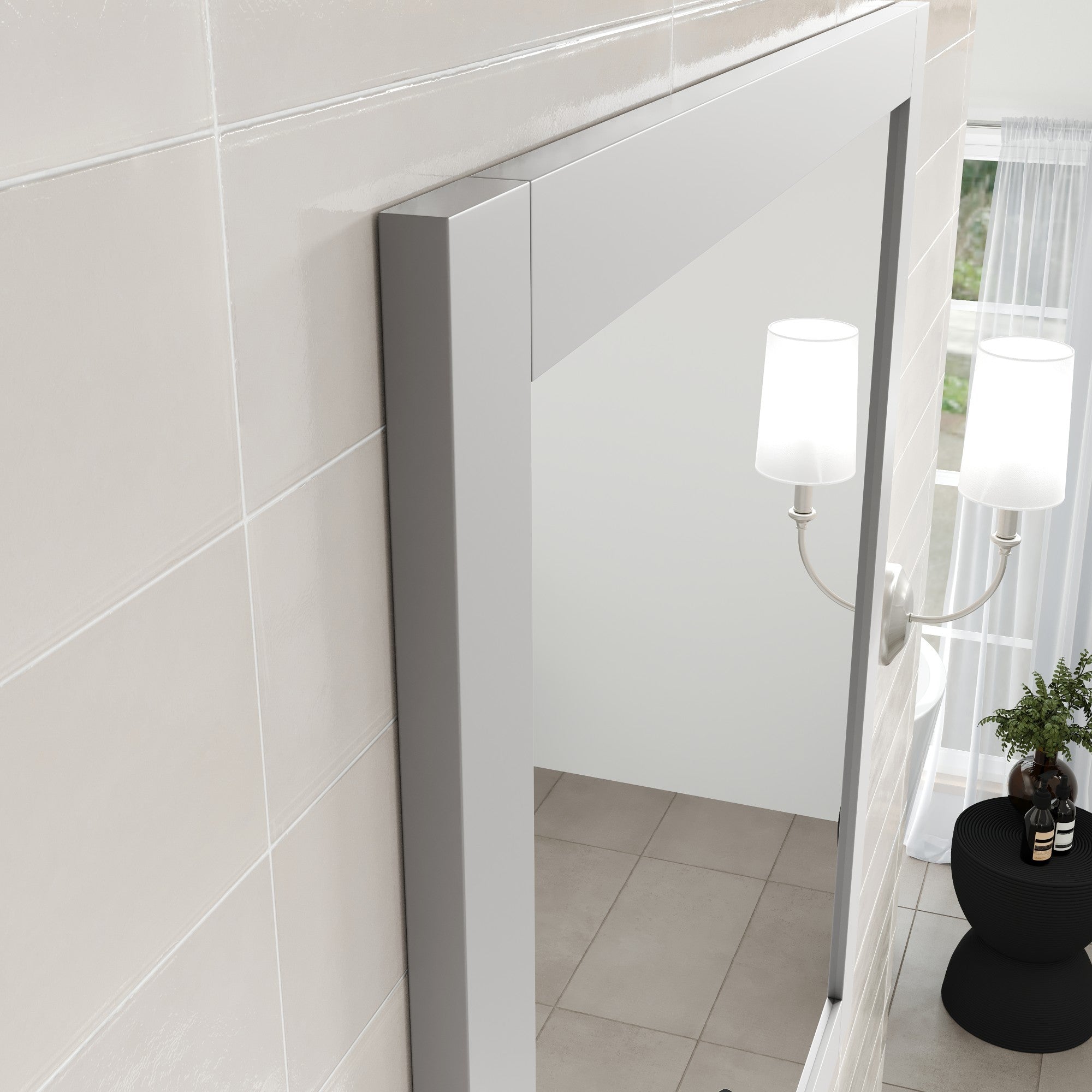 Eviva New York 30" x 30" Square Gray Wooden Framed Mirror