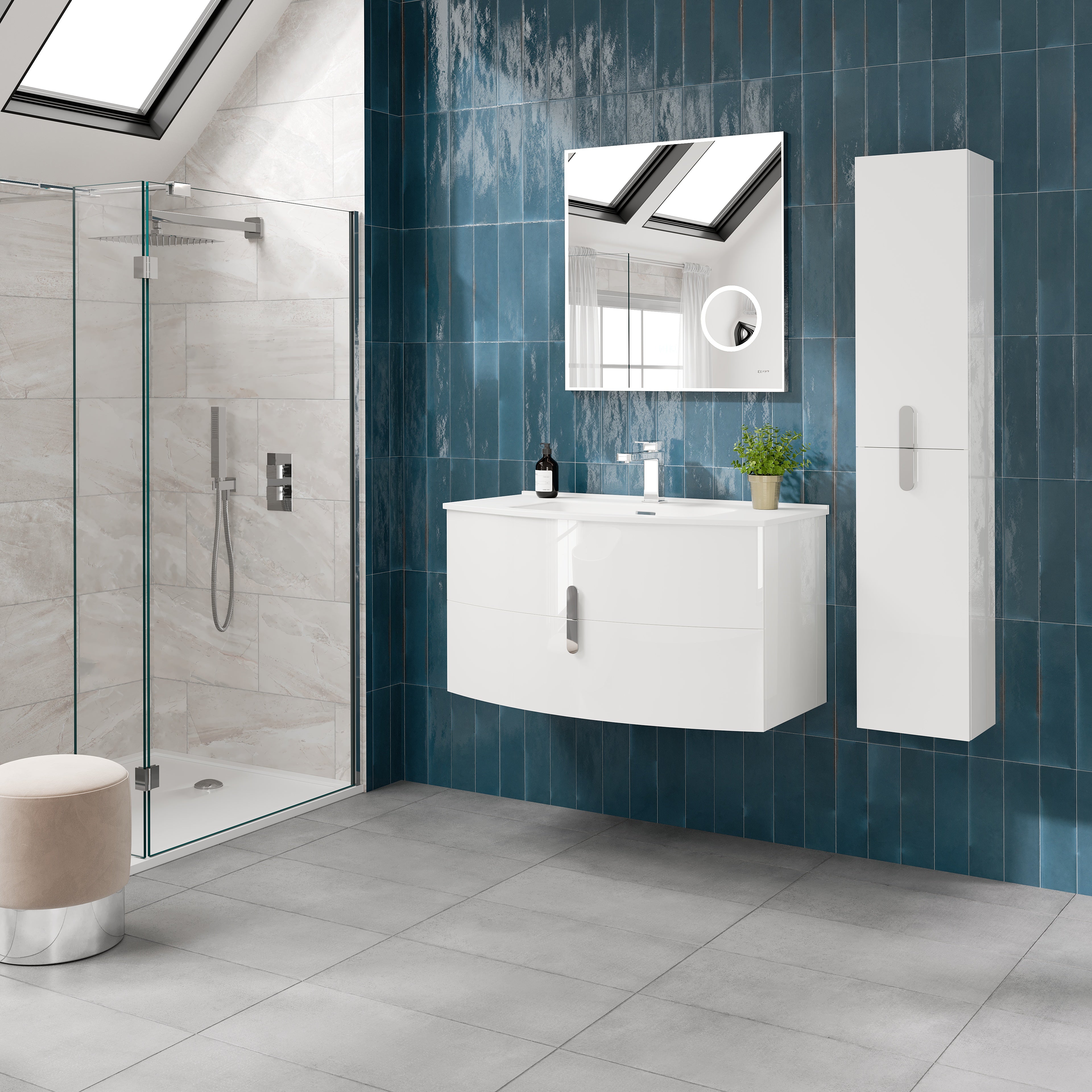 Cali 40 in. White Wall Mount Single Sink Bath Vanity with Porcelain Top and Integrated Sink