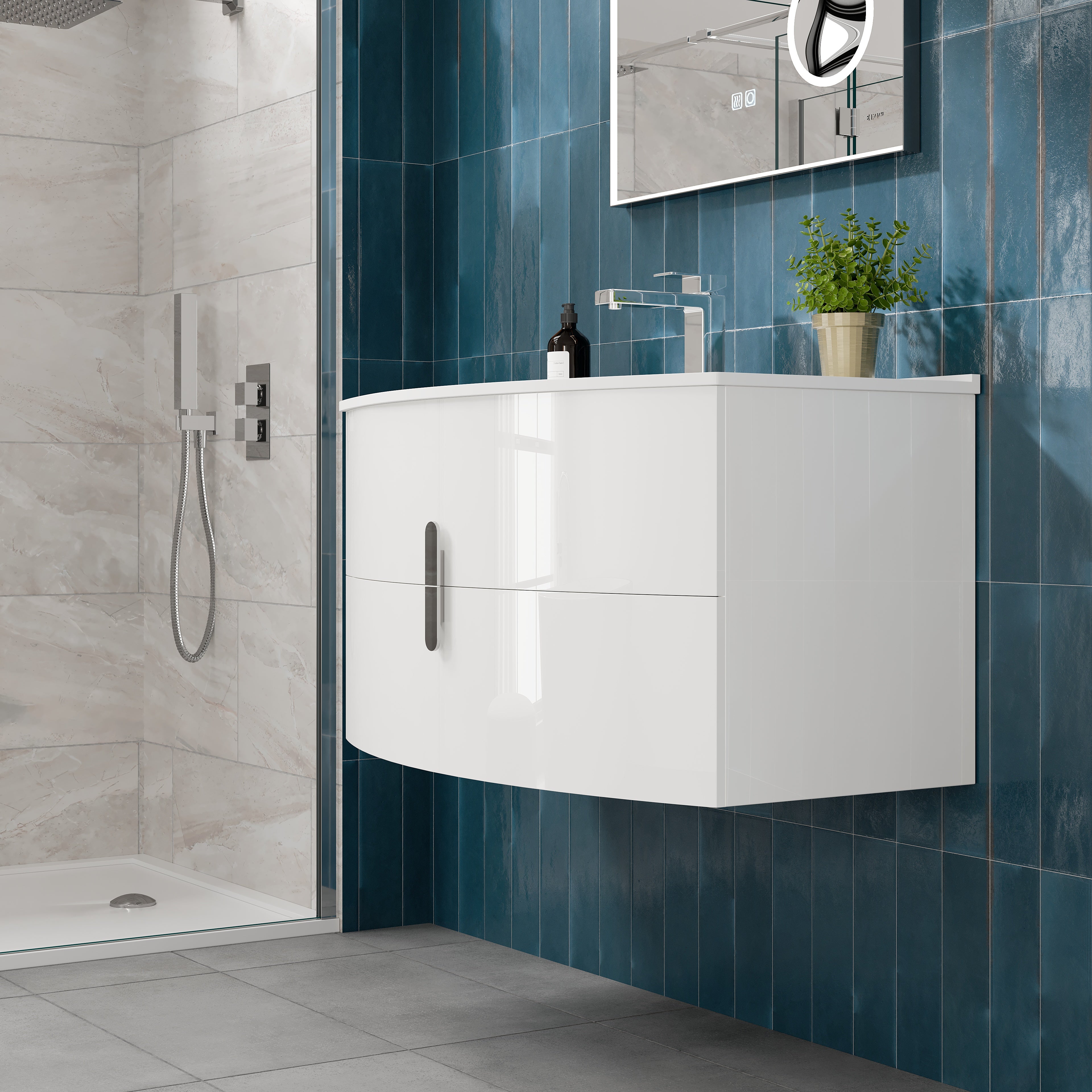 Cali 40 in. White Wall Mount Single Sink Bath Vanity with Porcelain Top and Integrated Sink