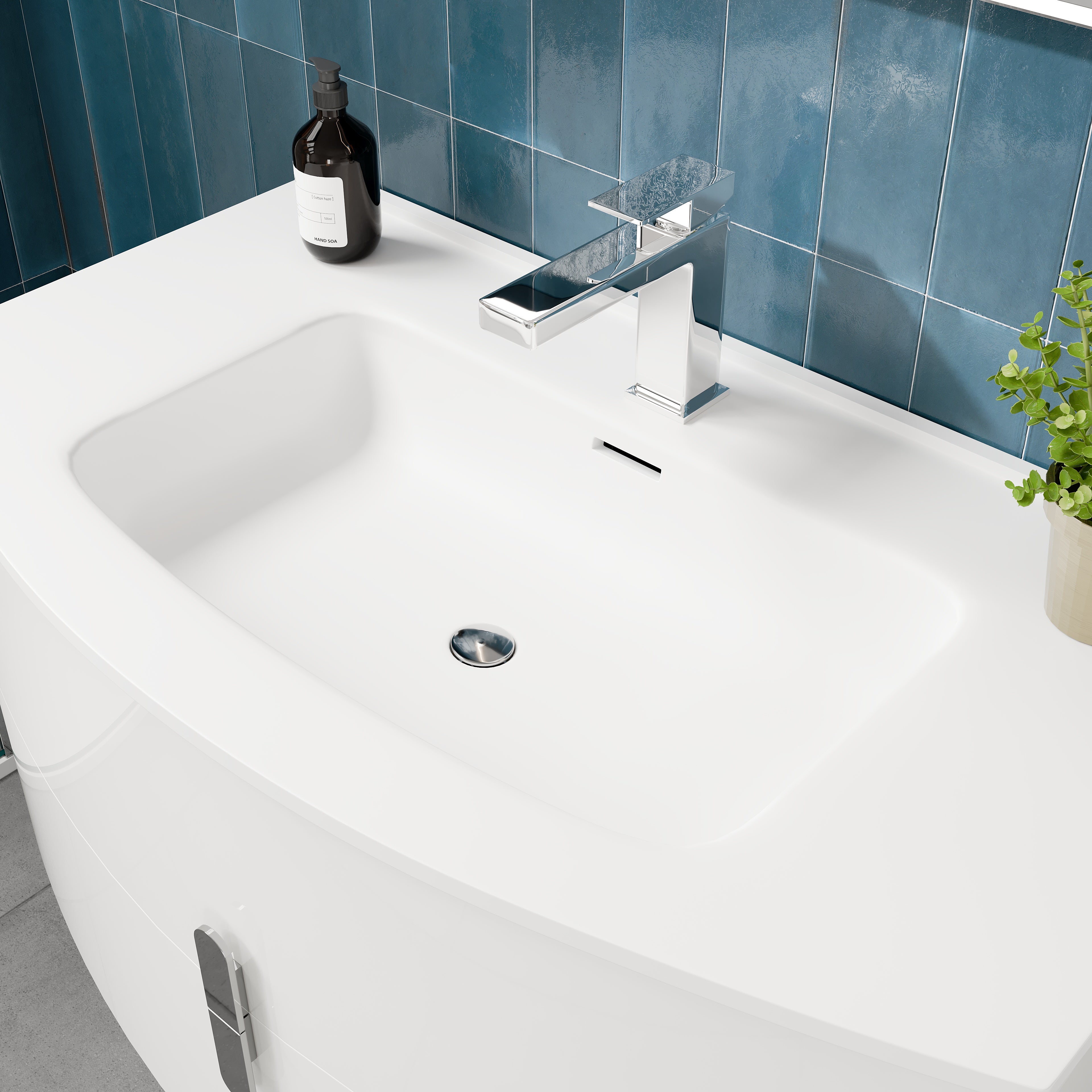 Cali 40 in. White Wall Mount Single Sink Bath Vanity with Porcelain Top and Integrated Sink