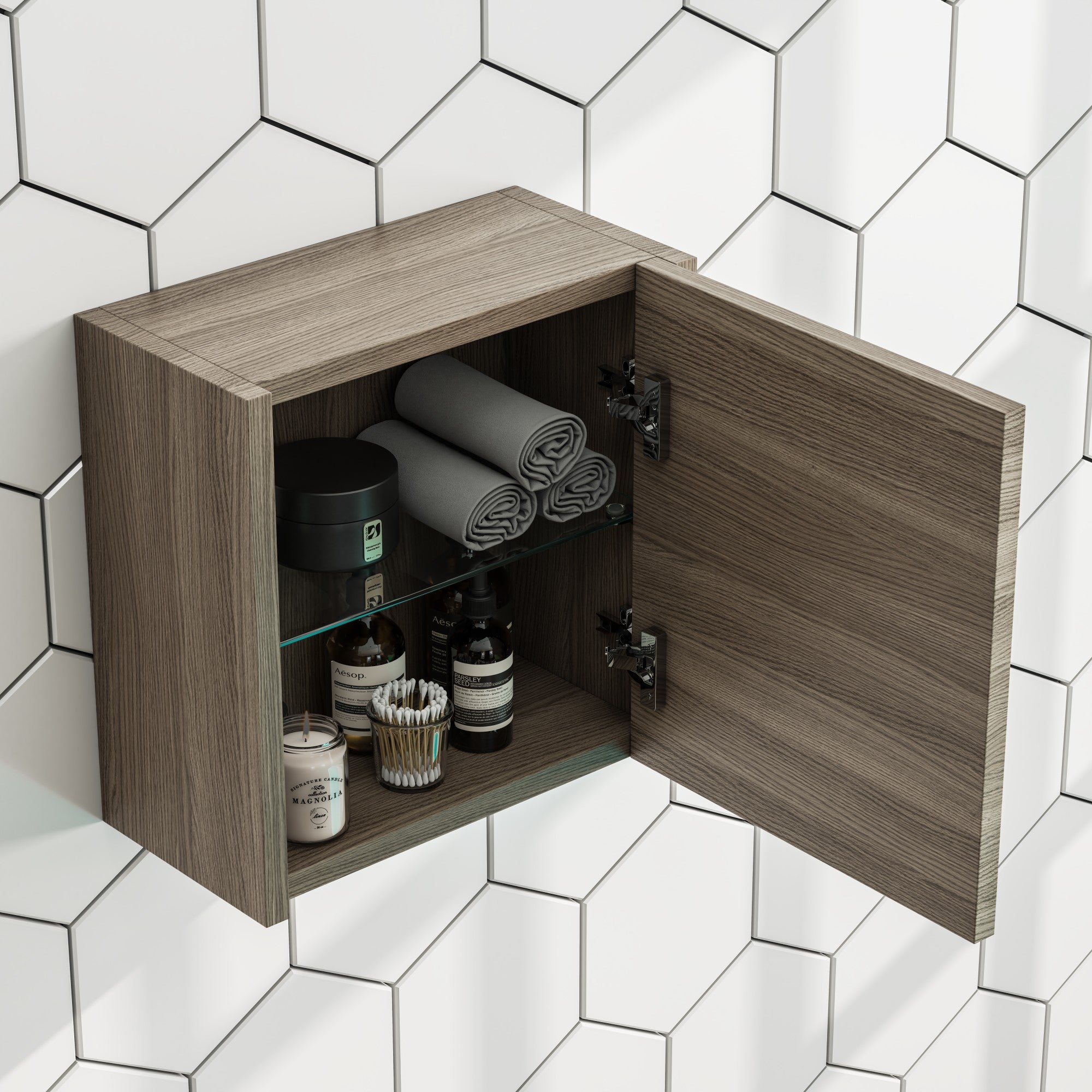 Eviva Libra 14 in. W x 7 in. D Medium Oak Wall Mounted Linen Cabinet