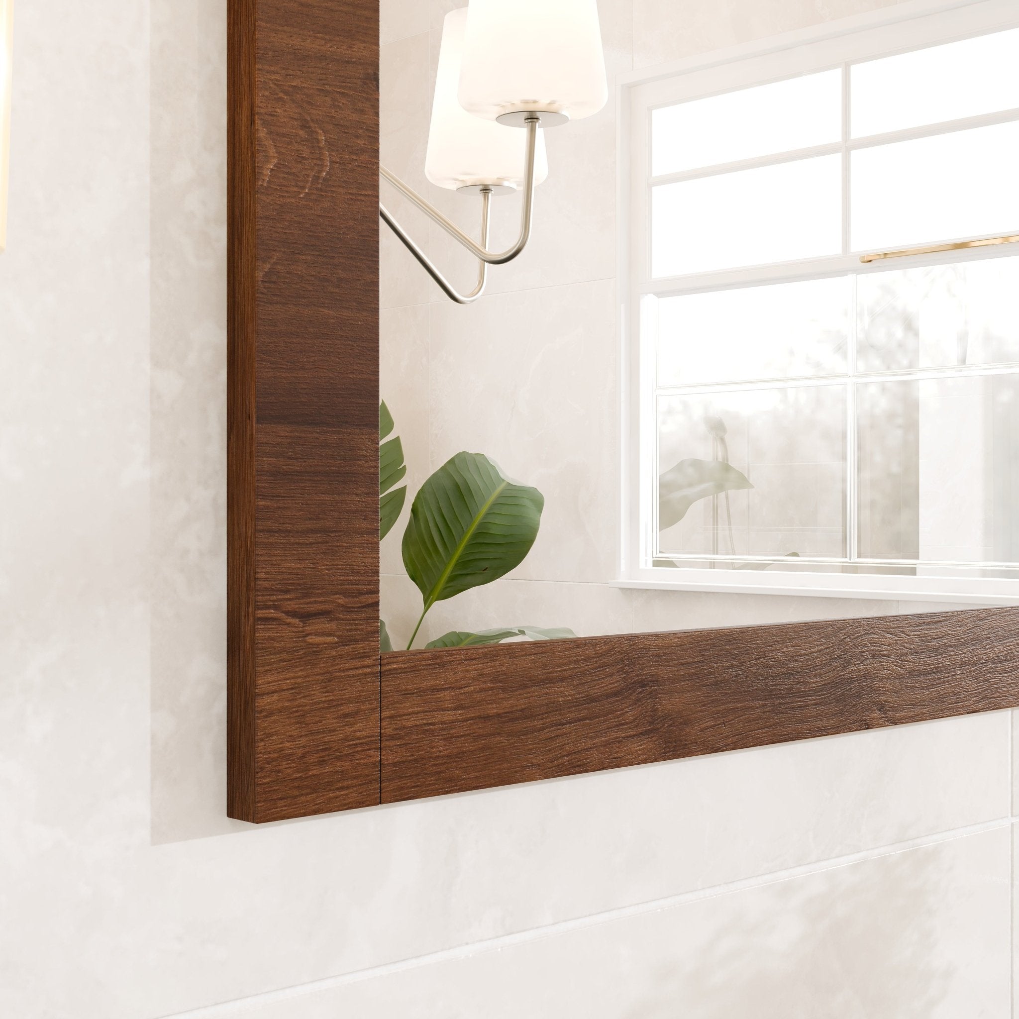 Eviva Sun 42" x 32" Rectangular Rosewood Wooden Framed Mirror - Mirror by Eviva