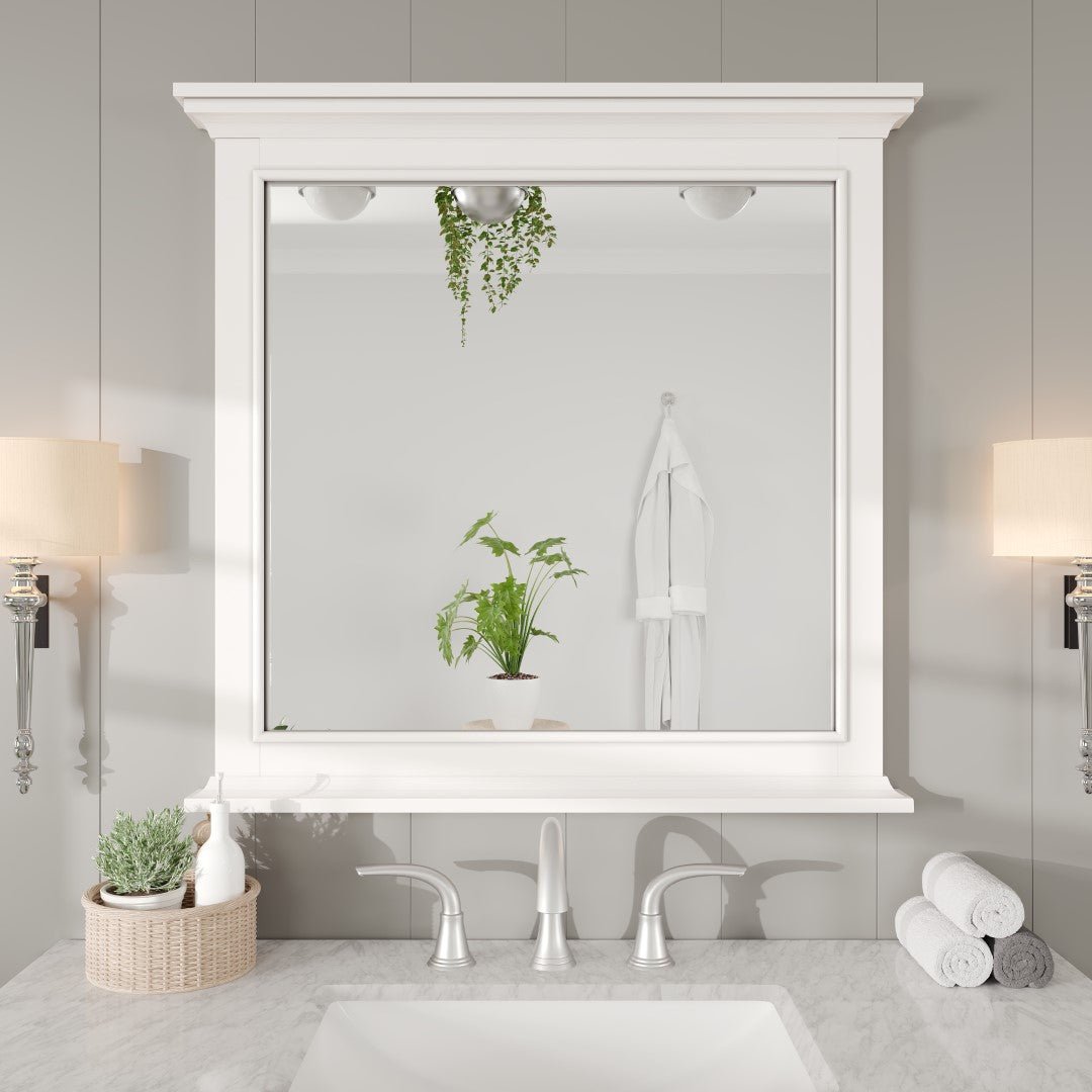 Eviva Elite Stamford 36" x 36" Rectangular White Wooden Framed Mirror - Mirror by Eviva