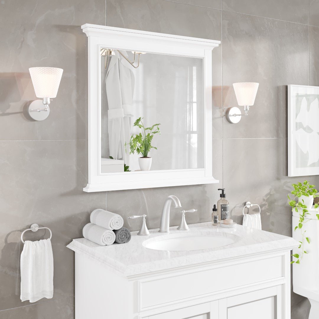 Eviva Elite Stamford 36" x 36" Rectangular White Wooden Framed Mirror - Mirror by Eviva