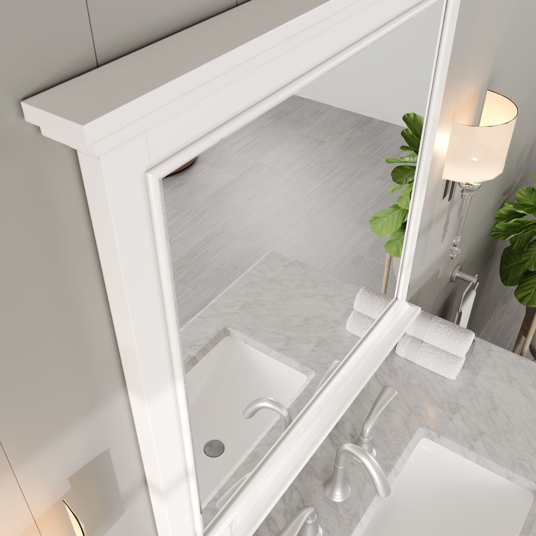 Eviva Elite Stamford 36" x 36" Rectangular White Wooden Framed Mirror - Mirror by Eviva