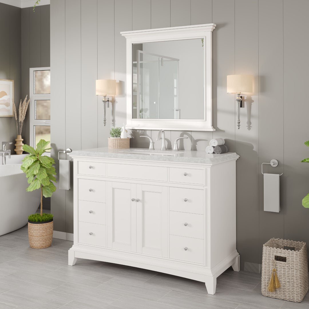 Eviva Elite Stamford 36" x 36" Rectangular White Wooden Framed Mirror - Mirror by Eviva