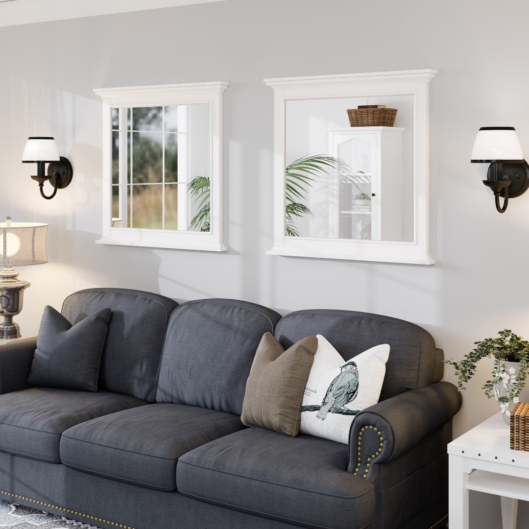 Eviva Elite Stamford 36" x 36" Rectangular White Wooden Framed Mirror - Mirror by Eviva