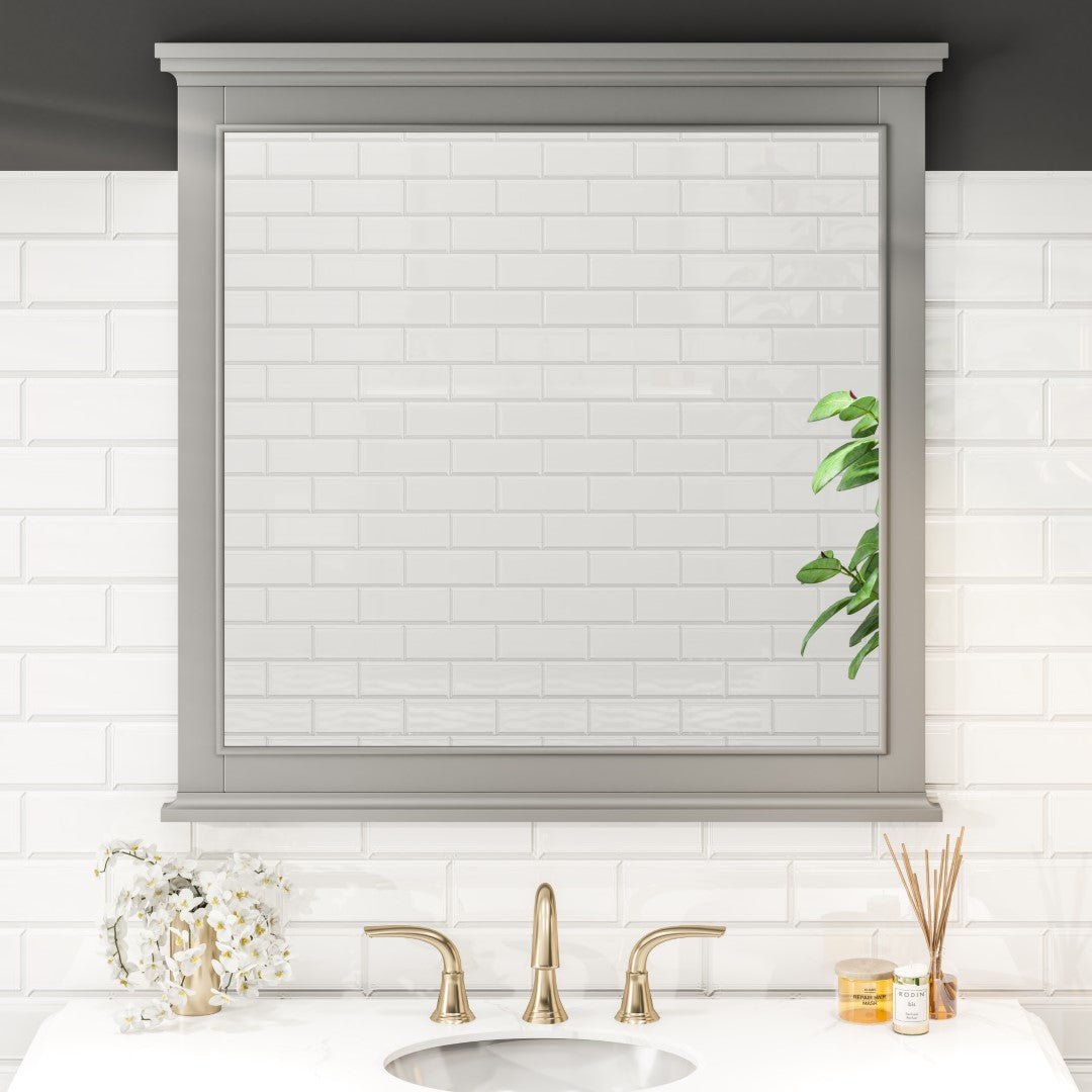 Eviva Elite Stamford 36" x 36" Rectangular Gray Wooden Framed Mirror - Mirror by Eviva