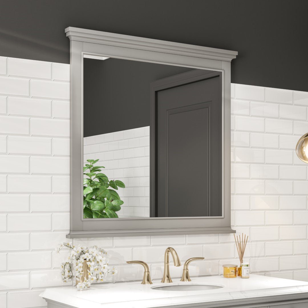 Eviva Elite Stamford 36" x 36" Rectangular Gray Wooden Framed Mirror - Mirror by Eviva