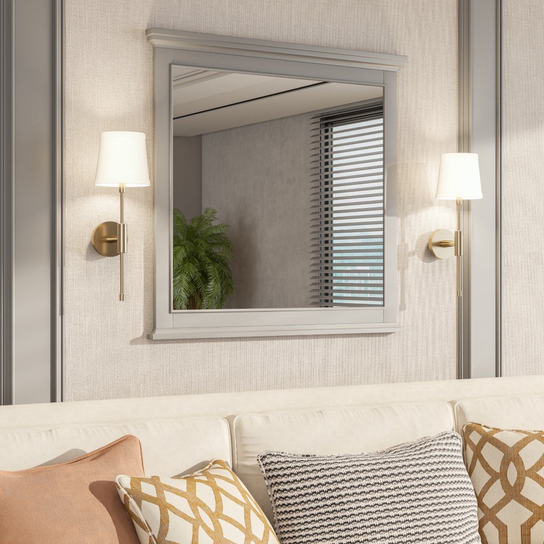 Eviva Elite Stamford 36" x 36" Rectangular Gray Wooden Framed Mirror - Mirror by Eviva