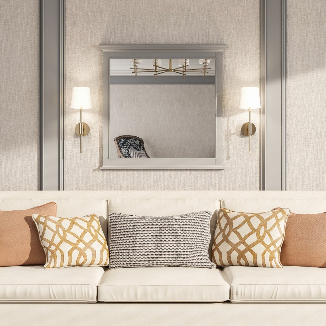 Eviva Elite Stamford 36" x 36" Rectangular Gray Wooden Framed Mirror - Mirror by Eviva