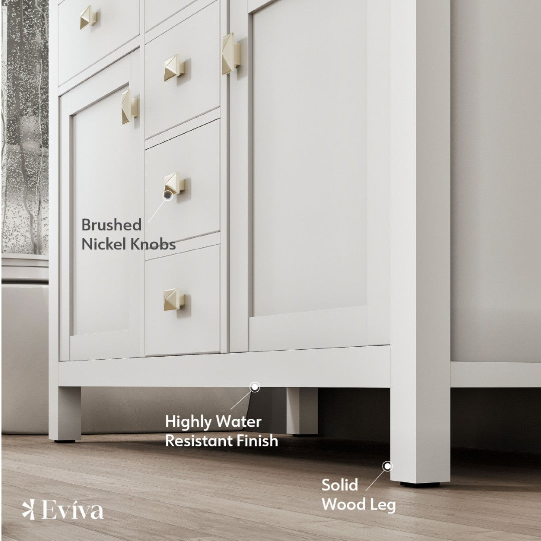 Artemis 48 in. White Double Sink Bath Vanity with Engineered Top and Undermount Porcelain Sinks