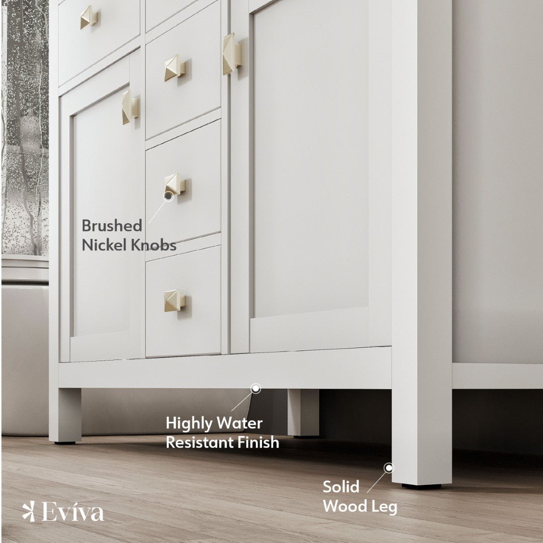 Artemis 48 in. White Double Sink Bath Vanity with Engineered Top and Undermount Porcelain Sinks - Bathroom Vanity by Eviva