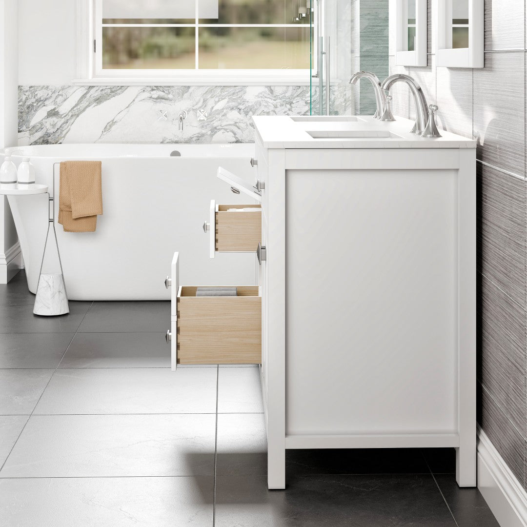 Memphis 60 in. White Double Sink Bath Vanity with Carrara Quartz Top and Undermount Porcelain Sinks