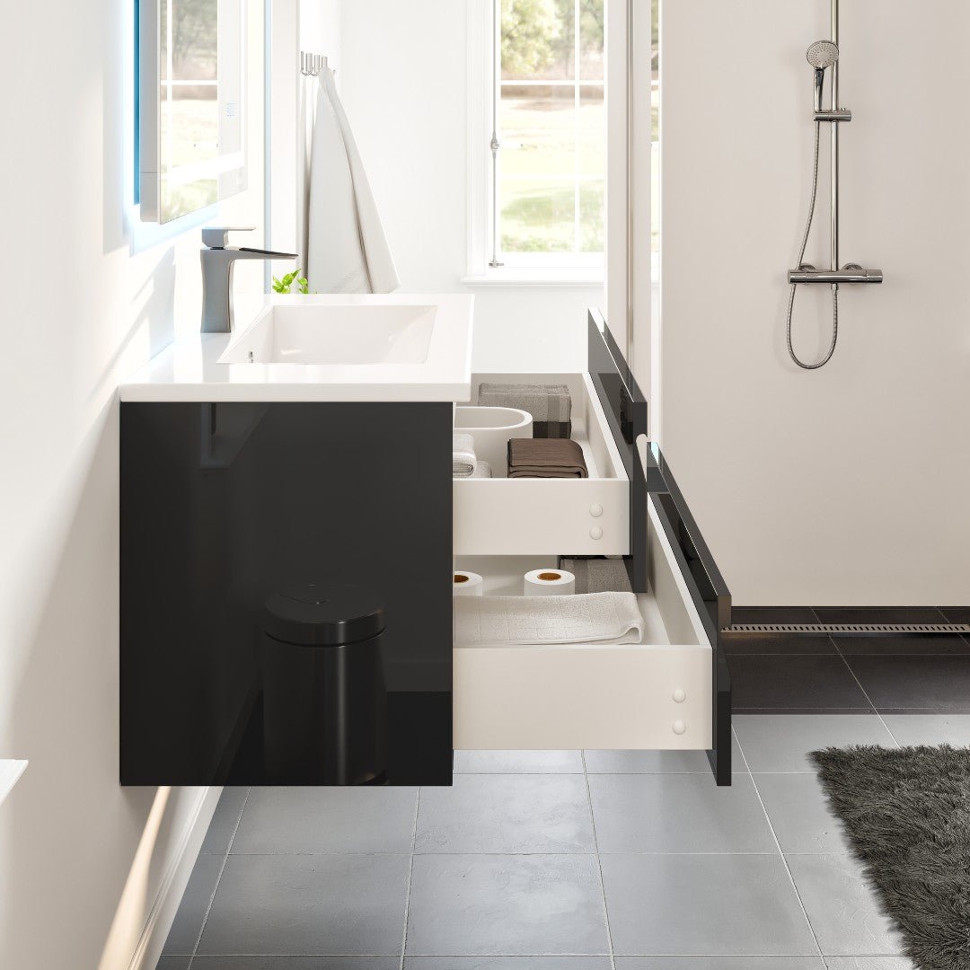 Joy 40 in. Black Wall Mount Single Sink Bath Vanity with Porcelain Top and Integrated Sink - Bathroom Vanity by Eviva