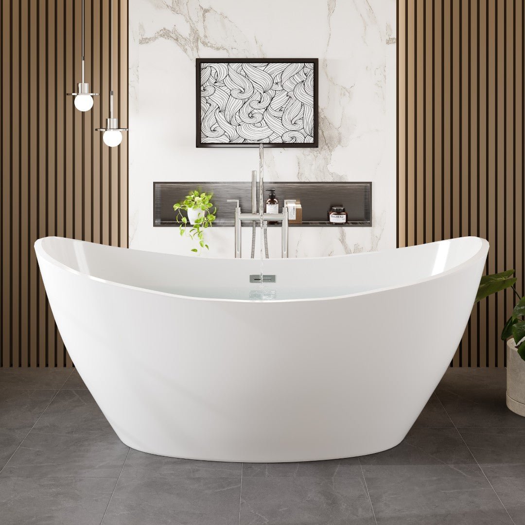 Eviva Bella 67" Glossy White Acrylic Slipper Freestanding Bathtub - Bathtub by Eviva