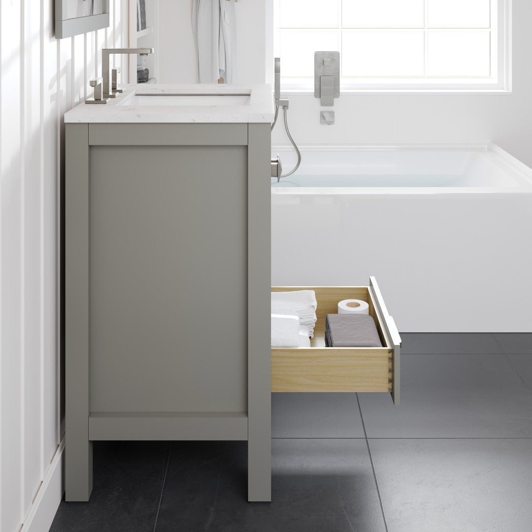 Aberdeen 24 in. Gray Single Sink Bath Vanity with Carrara Quartz Top and Undermount Porcelain Sink - Bathroom Vanity by Eviva