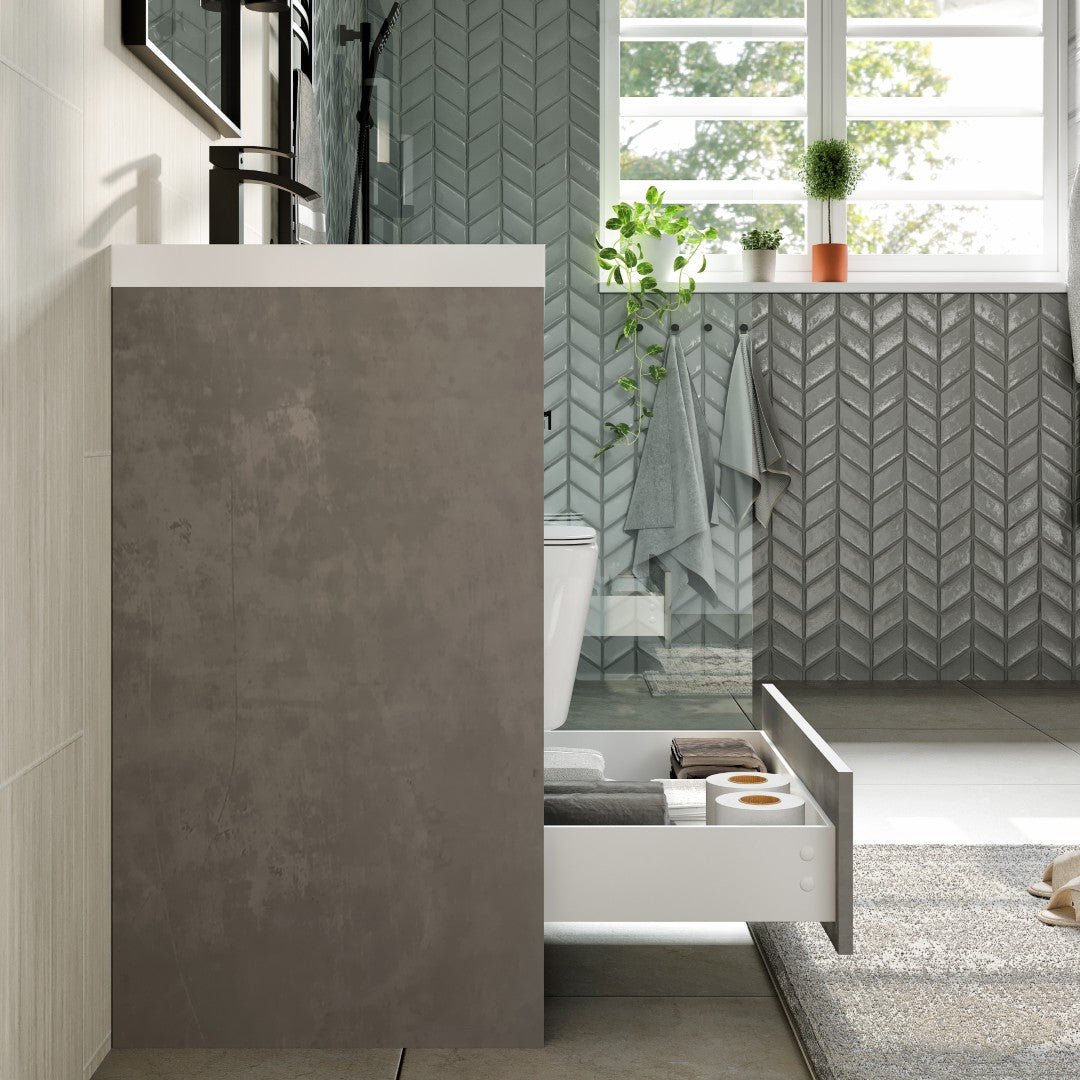 Lugano 30 in. Concrete Gray Single Sink Bath Vanity with Acrylic Top and Integrated Sink - Bathroom Vanity by Eviva