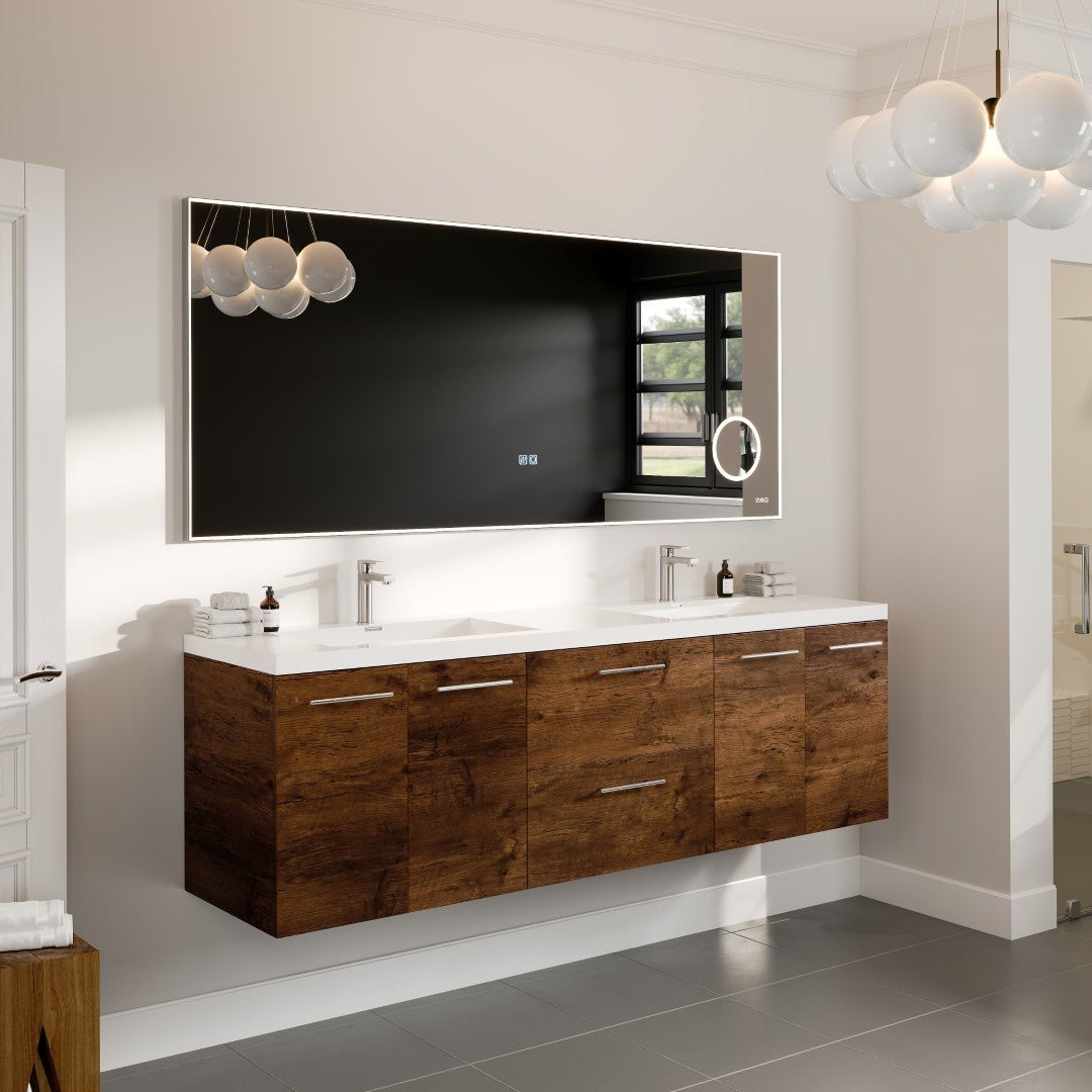 Eviva Illuminate 72" x 30" Rectangular Chrome Aluminum Framed Mirror - Mirror by Eviva